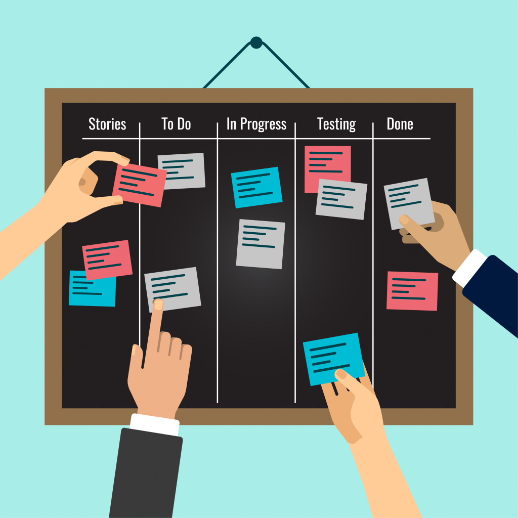 illustration of an agile board to represent agile or run run stop