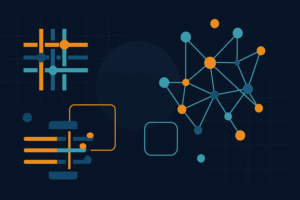 An abstract depiction of the idea of data fabric vs data mesh