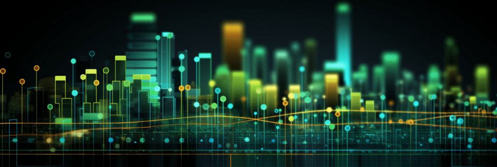 Digital illustration of a cityscape