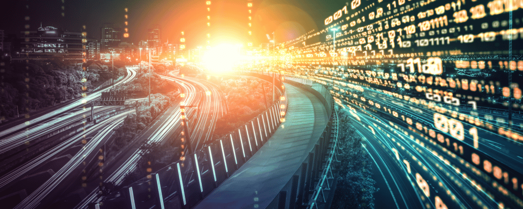 Image of a highway with distant light