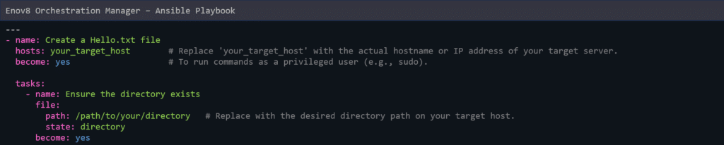 Enov8 Ansible Playbook