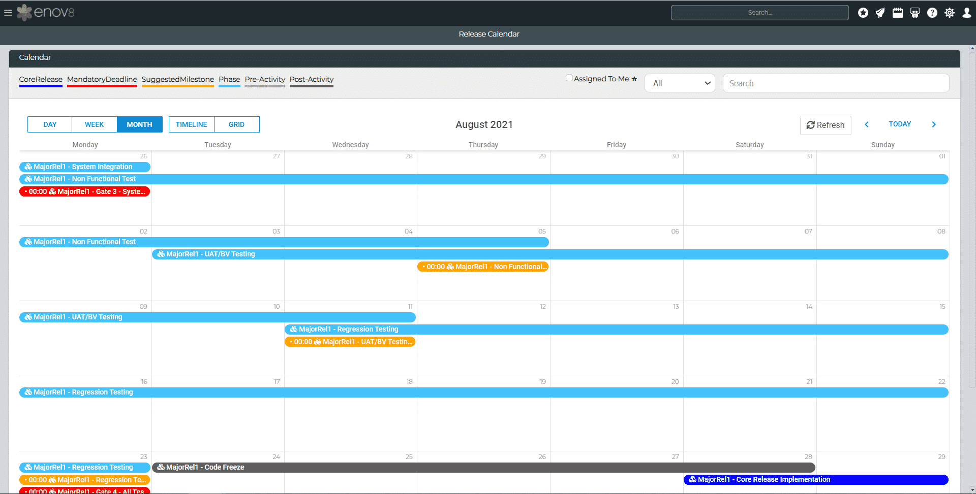 Enterprise Release Calendar