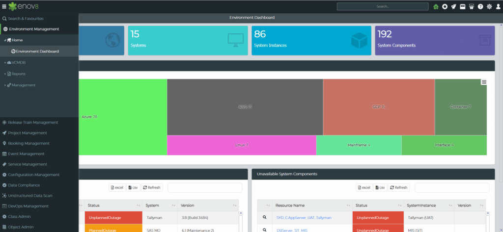 Enov8 environment manager screenshot