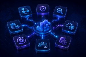 Futeristic data hub and network image to represent dataops tools.png