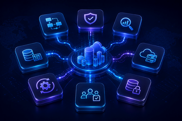 Futeristic data hub and network image to represent dataops tools.png