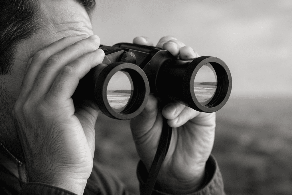 Person with a pair of binoculars