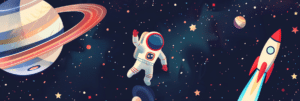A cartoon image of an astronaut in space, designed to convey the idea of "release space"