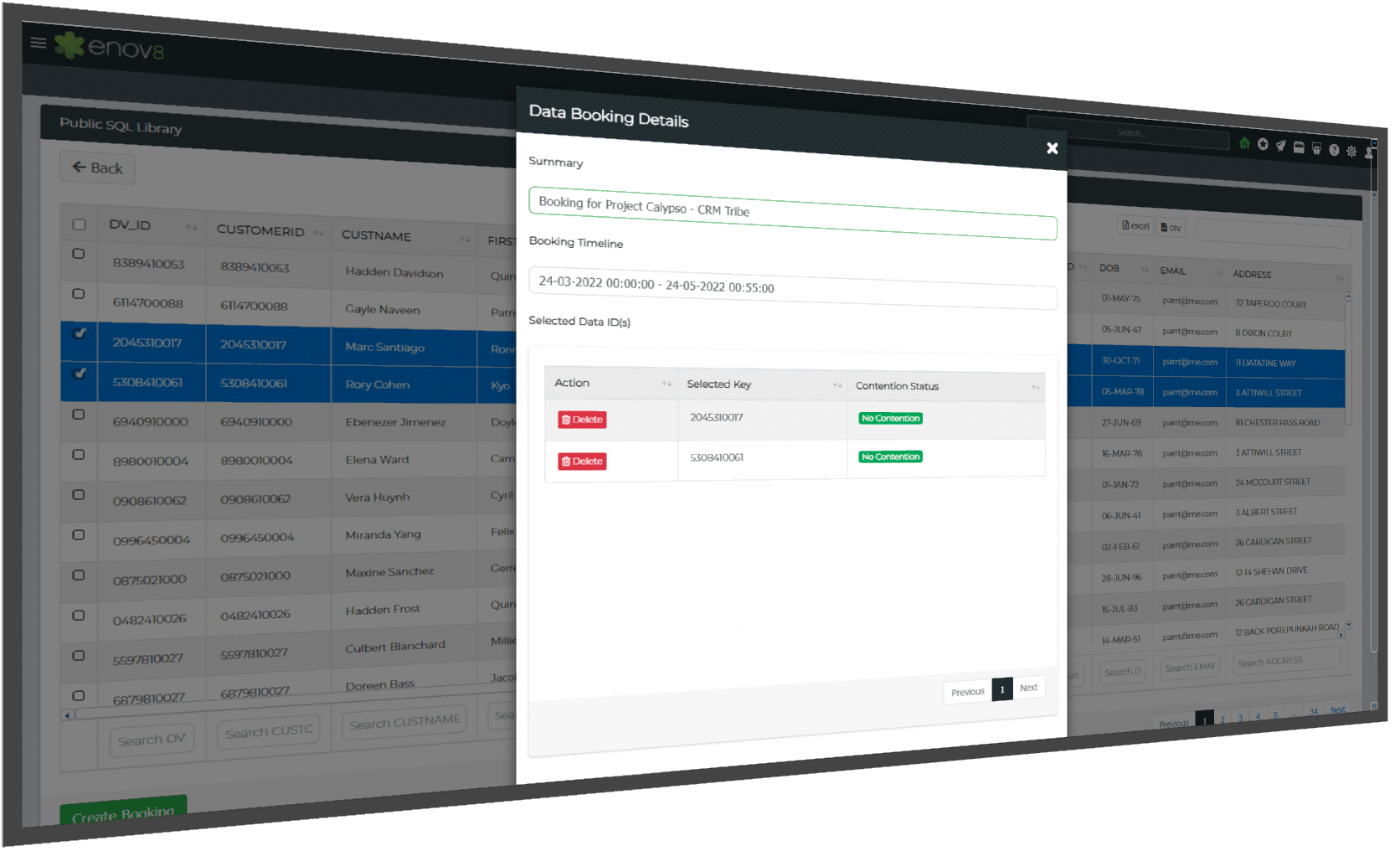 Test Data Bookings
