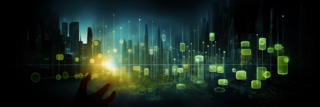 Digital illustration of a cityscape