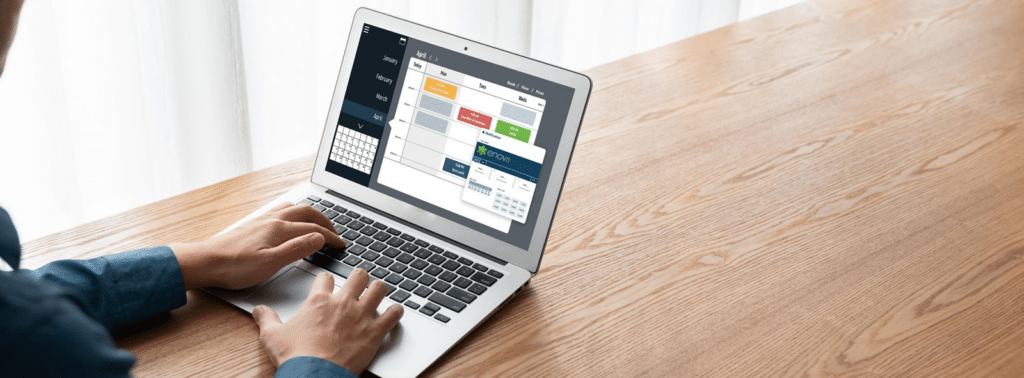 Person working on a laptop looking at a test environment booking form