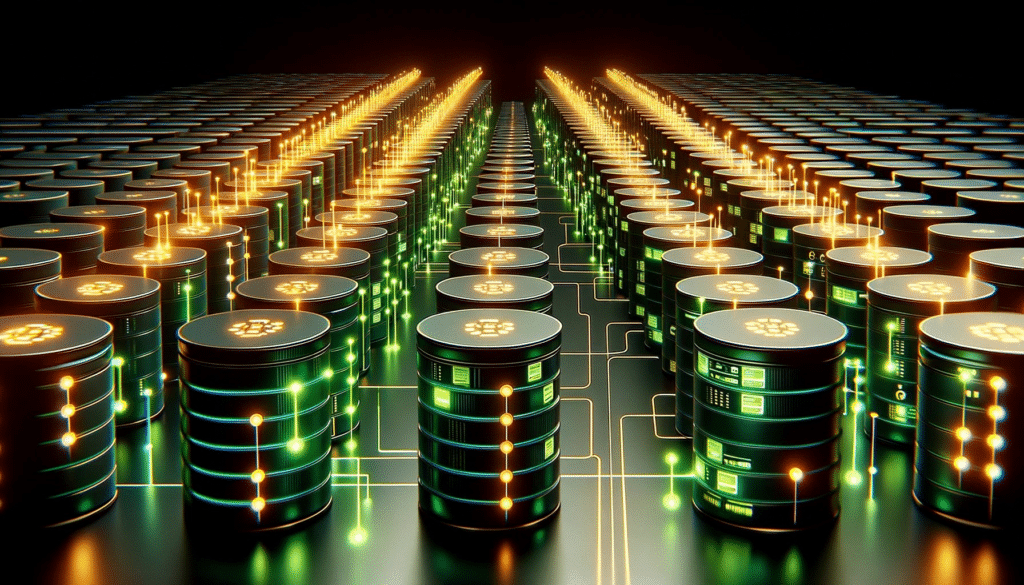 A cluster of databases digital illustration