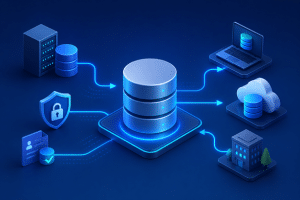 Database provisioning across development and testing environments with secure, connected database copies.