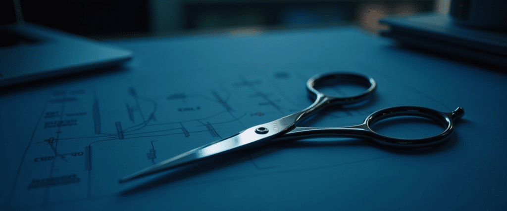 A pair of scissors, mean to abstractly illustrate cutover planning