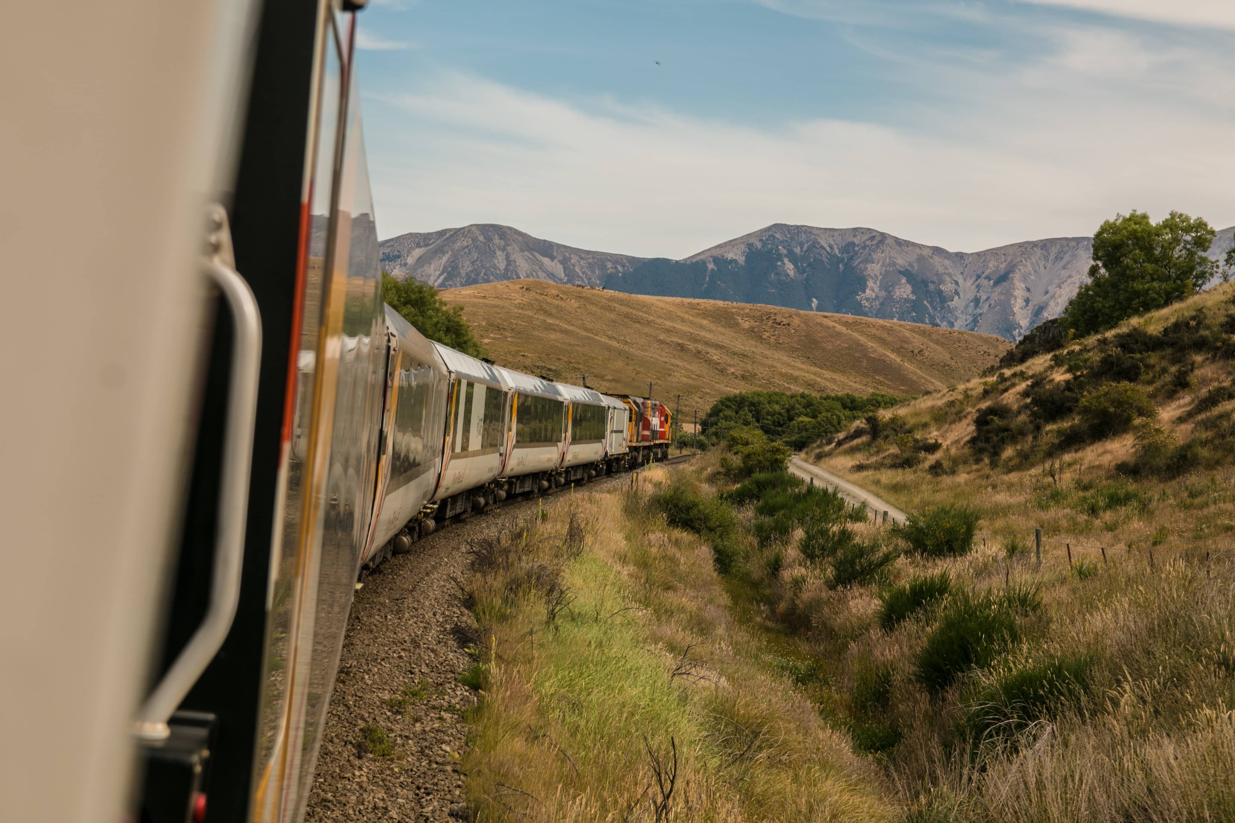 Train with mountains