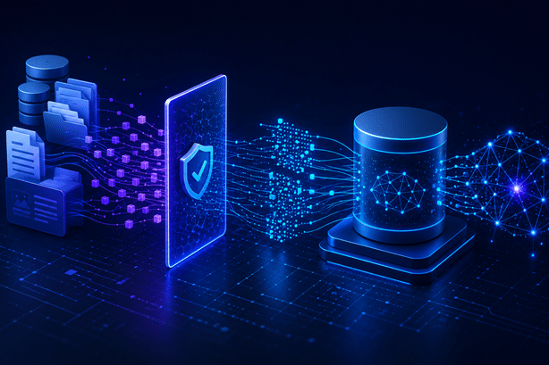 Vector store masking software protecting sensitive data before embedding generation and storage in a vector database.